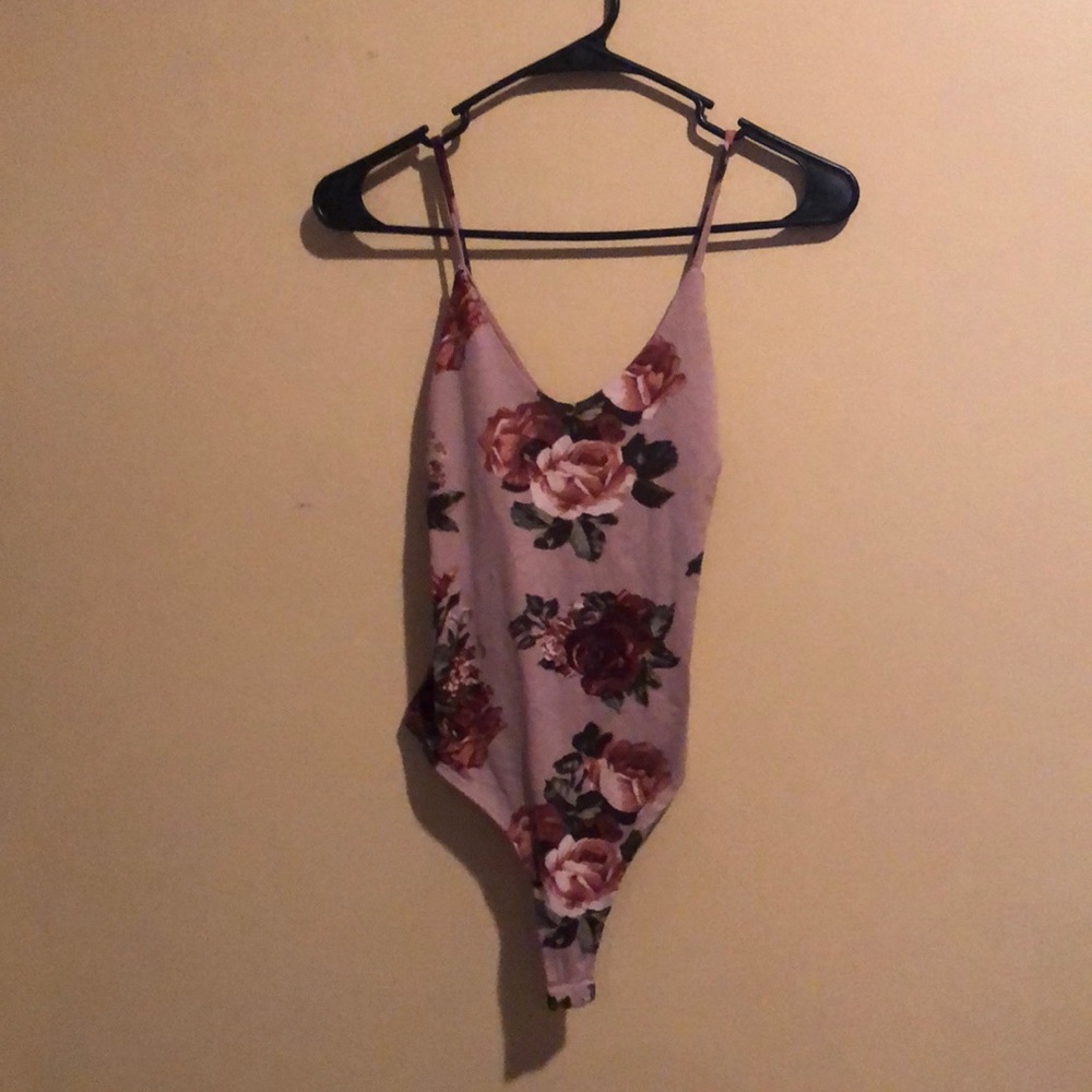 Windsor, pink floral bodysuit, womens M